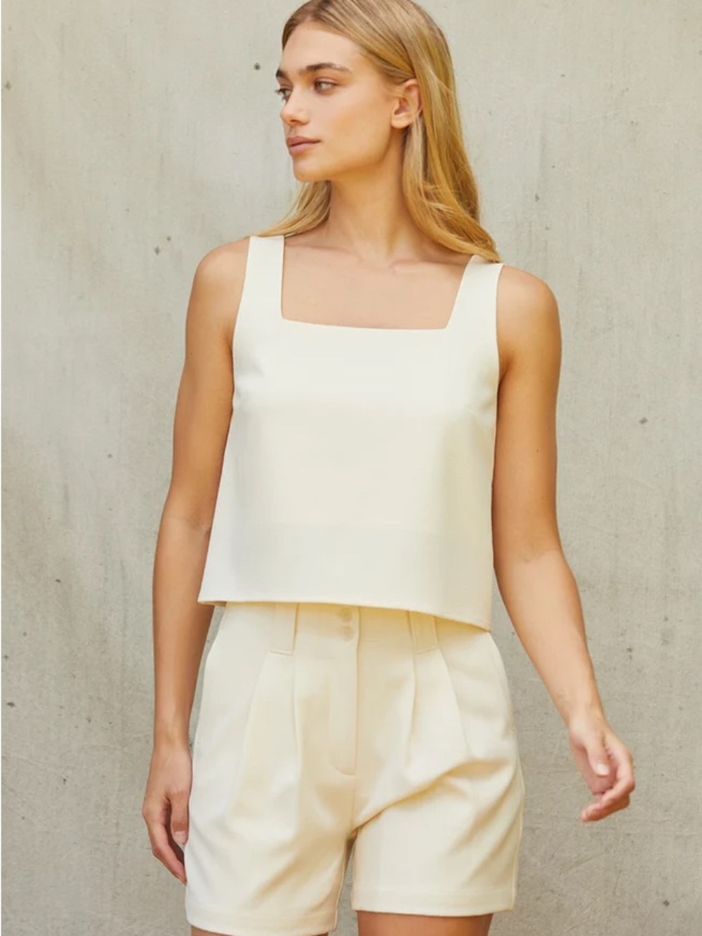NWT Crescent Ivory Square Neck Sleeveless Top